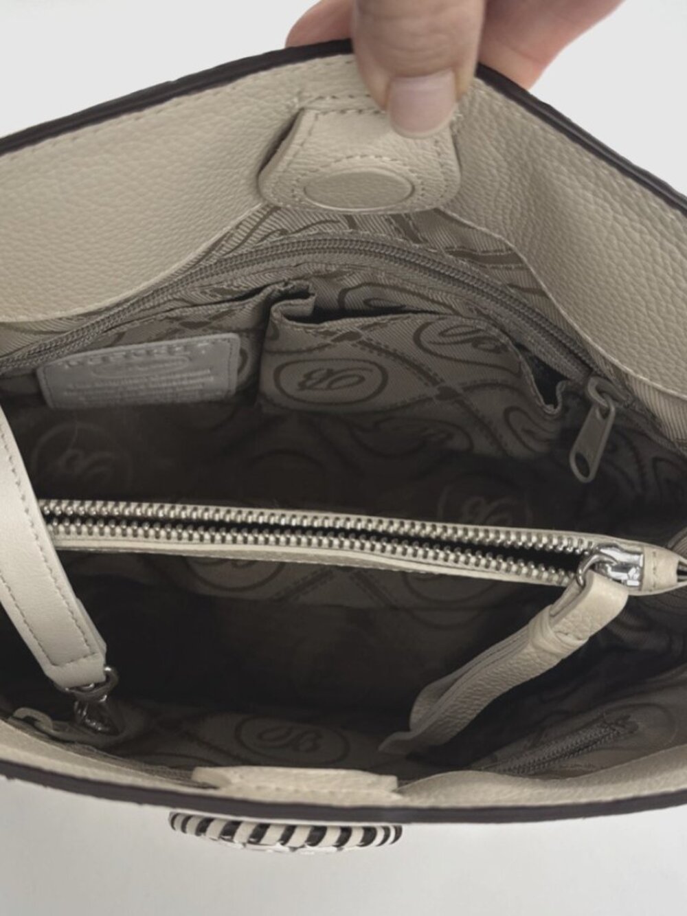 BRIGHTON Purse Ferrara Collection Noelle Cream Handbag Shoulder Pebbled Leather - Picture 7 of 13